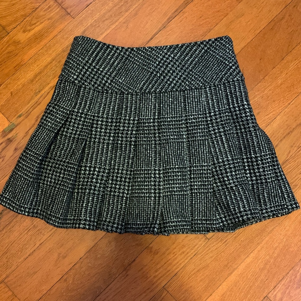 A-Line Wool Blend Pleated Skirt Side Zipper